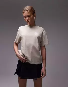 Футболка Carhartt WIP senses бежевого цвета с принтом на спине