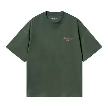 Футболка Carhartt WIP Signature Script T-Shirt Sycamore Tree/Dusty Rose, зеленый