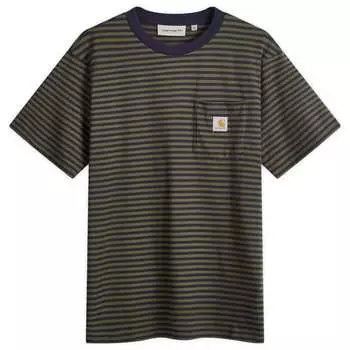 Футболка Carhartt Wip Verner Stripe Pocket, темно-синий/зеленый