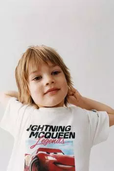 Футболка cars lightning mcqueen disney ZARA, устрично-белый