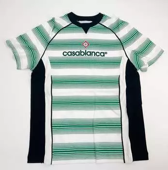 Футболка Casablanca Yarn Dyed Green с логотипом и полосками