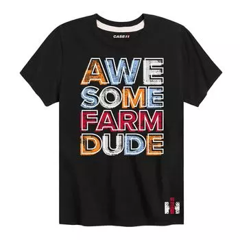 Футболка Case IH Awesome Farm Dude для мальчиков 8–20 лет с рисунком Licensed Character, черный