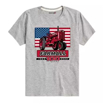 Футболка Case IH Farmall с рисунком флага 100 лет для мальчиков 8–20 лет Licensed Character, серый