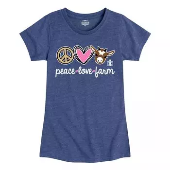 Футболка Case IH Peace Love Farm для девочек 7–16 лет с графическим рисунком Licensed Character, синий