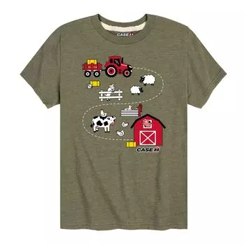 Футболка Case IH Tractor Farm Ride для мальчиков 8–20 лет с графическим рисунком Licensed Character, зеленый