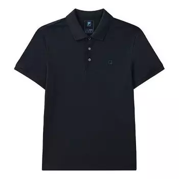 Футболка casual solid color breathable short sleeve polo shirt navy blue Fila, синий