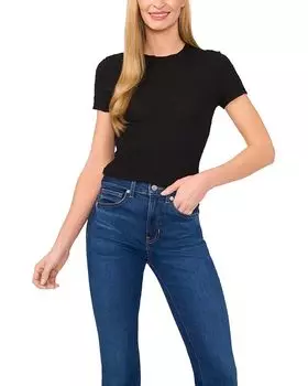 Футболка CeCe Short Sleeve Puckered Knit Baby Tee, цвет Rich Black