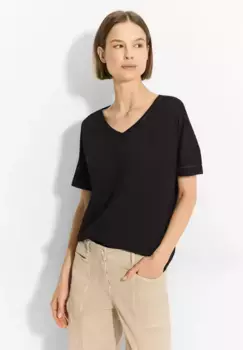 Футболка Cecil с V-образным вырезом, черный