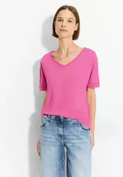 Футболка Cecil с V-образным вырезом, розовый