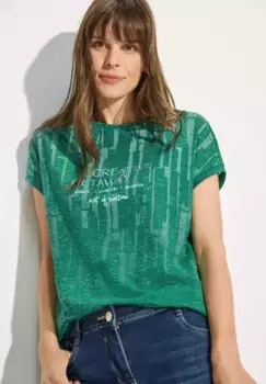 Футболка Cecil с выгоревшим узором, зеленый