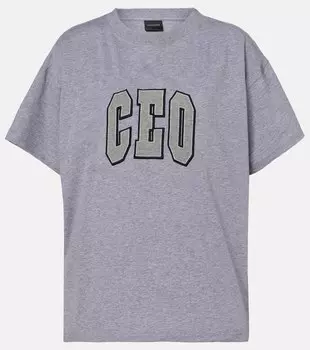 Футболка CEO Team из хлопкового джерси Balenciaga, Heather Grey
