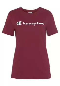 Футболка Champion "Классическая футболка с круглым вырезом с большим логотипом", бордовый
