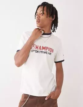 Футболка Champion Ringer бежевого и черного цветов