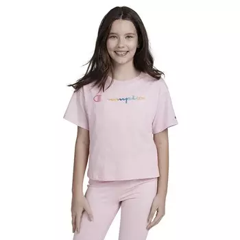 Футболка Champion с радужным логотипом Meet and Greet для девочек 7–16 лет, цвет Lilac Sachet