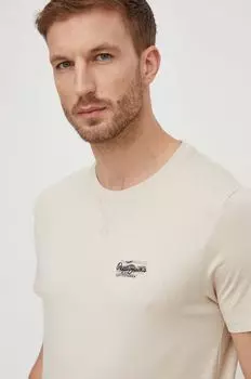 Футболка CHASE из хлопка Pepe Jeans, бежевый