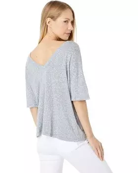 Футболка Chaser Linen Jersey Oversized Double V-Neck Tee, цвет Blue Cheetah Print