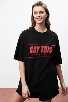 Футболка - Черная - Oversize GRIMELANGE, черный