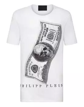 Футболка черная с круглым вырезом и надписью «Доллар» PHILIPP PLEIN