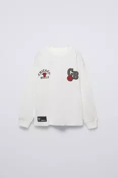 Футболка chicago bulls nba ZARA, устрично-белый