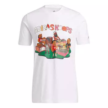 Футболка china s1 tee basketball cartoon printing casual sports short sleeve white Adidas, белый