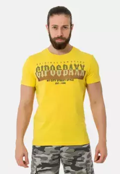Футболка Cipo & Baxx с классным принтом на груди, желтый