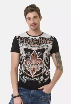 Футболка Cipo & Baxx с классным принтом в виде герба, черный