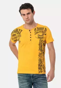 Футболка Cipo & Baxx с короткой планкой на пуговицах, желтый