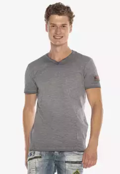 Футболка Cipo & Baxx с небольшой нашивкой-логотипом, антрацит