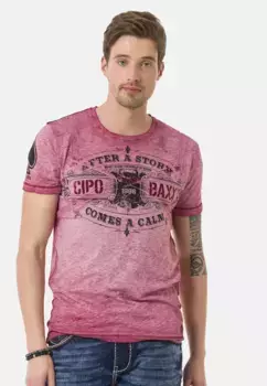 Футболка Cipo & Baxx в винтажном стиле, розовый