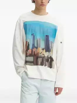 Футболка Cityscape с длинными рукавами HUGO, белый