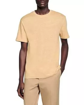 Футболка Clash из льна Sandro, коричневый/бежевый