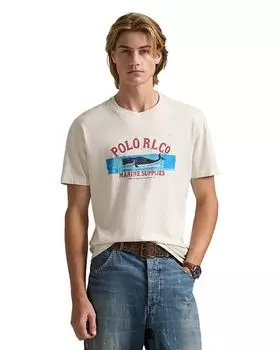 Футболка Classic Fit с графическим принтом из джерси Polo Ralph Lauren, белый