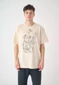 Футболка Cleptomanicx "Чайки" с модным принтом спереди, бежевый