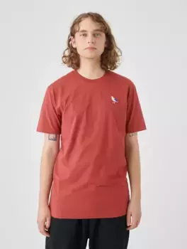 Футболка Cleptomanicx "Эмбро Чайка" с вышивкой Чайка, бордовый