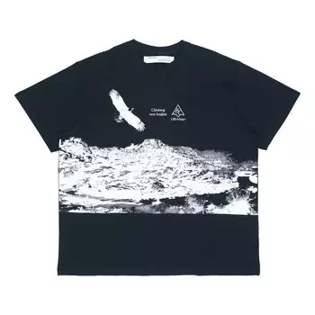 Футболка climbing new heights print printing men loose black Off-White, черный