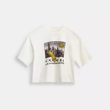 Футболка Coach Collage Graphic Cropped T Shirt, белый