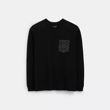 Футболка Coach Signature Long Sleeve T Shirt, черный