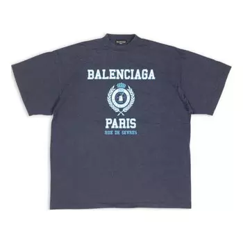 Футболка college crest oversized t-shirt 'navy' Balenciaga, синий