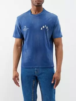 Футболка collegiate из хлопкового джерси с логотипом Amiri, синий