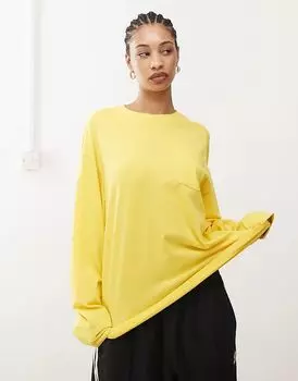 Футболка COLLUSION большого размера с длинными рукавами и вышивкой желтого цвета