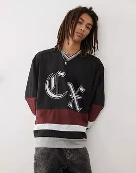 Футболка COLLUSION с длинным рукавом и V-образным вырезом в цвете мульти