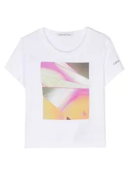 Футболка Colour Flow Calvin Klein Kids, белый