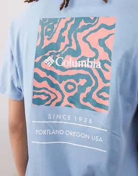 Футболка Columbia Barton Springs с короткими рукавами и графическим принтом синего цвета