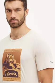 Футболка Columbia из хлопка, бежевый