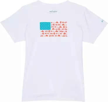 Футболка Columbia Kids Tidal Tee PFG Heart Short Sleeve, цвет White/Fish Friends Flag Graphic
