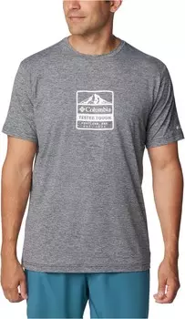 Футболка Columbia Kwick Hike Graphic Short Sleeve Tee, цвет Black Heather/Tested Tough PDX