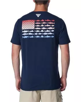 Футболка Columbia PFG Fish Flag Tech, цвет Collegiate Navy/Sunset Red Gradient