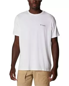 Футболка Columbia PFG Fish Flag Tech, цвет White/Red Spark Gradient
