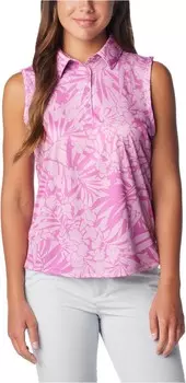 Футболка Columbia Super Tidal Tee SL Polo, цвет Bright Lavender Tropictones