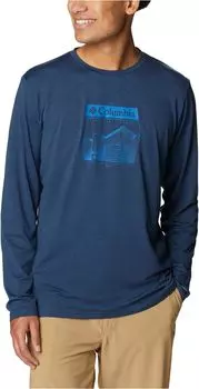 Футболка Columbia Tech TrailLong Sleeve Graphic, цвет Collegiate Navy Heather/Elevated